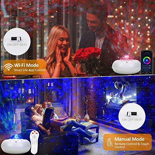 Star Projector, Smart Galaxy Projector Works with Alexa Google Assistant, Phone App Remote Control Night Light Projector with LED Nebula Galaxy Bluetooth Speaker Timer for Kids Adults Bedroom Decor