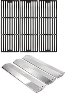 hongso grill parts for chargriller 5050, 3001, 3008, 3030, 4000, 2121, king griller 3008 5252, grill grates and heat plates included, set of 3