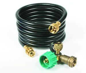 camco 59143 12″ brass 90 tee with 3 ports and 12′ extension hose , black