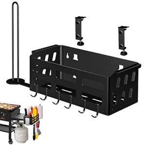 upgraded griddle caddy for 28″/36″ blackstone griddle/prep cart, extra-capacity grill caddy, space saving bbq accessories storage box with paper towel holder tool no drill outdoor grill organizer