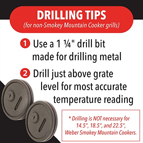 2 Pack Thermometer and Probe Grommet for Grills - Compatible with Weber Smokey Mountain Cookers and More - Compare to Replacement 85037 - by Impresa Products