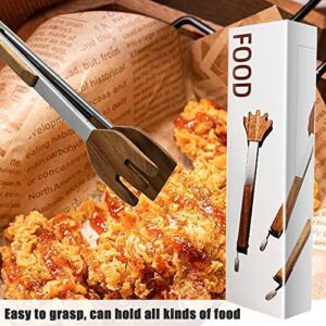 COMUSTER Acacia wood food clip is special for steak&BBQ, with hanging hole design, wooden heat insulation handle, stainless steel clip, easy to grasp, and can handle all kinds of food