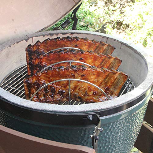 BBQ Rib Rack For Smoker Stainless Steel Rack For Large Big Green Egg and Kamado Joe Smoker Joe and 18" or Larger Grills Roast grill For Charcoal Grill Smoker