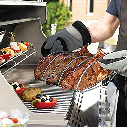 BBQ Rib Rack For Smoker Stainless Steel Rack For Large Big Green Egg and Kamado Joe Smoker Joe and 18" or Larger Grills Roast grill For Charcoal Grill Smoker