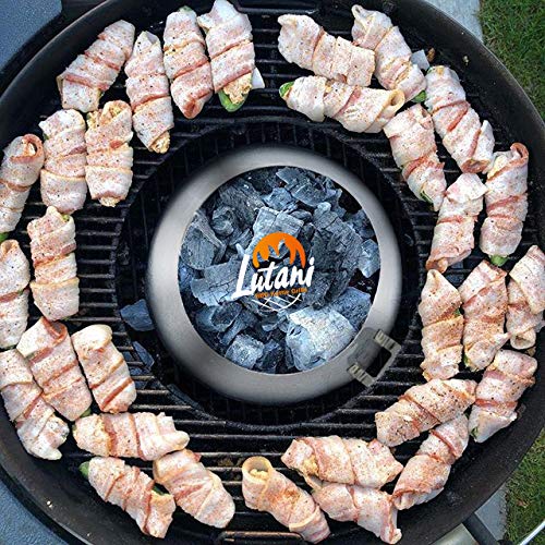 LUTANI 10 inch BBQ Whirlpool for Weber Kettle Grills 22 26.75 WSM - Stainless Steel Barbecue Kettle Grill Accessories - Medium Barbecue Charcoal Kettle Accessory (10" handle)