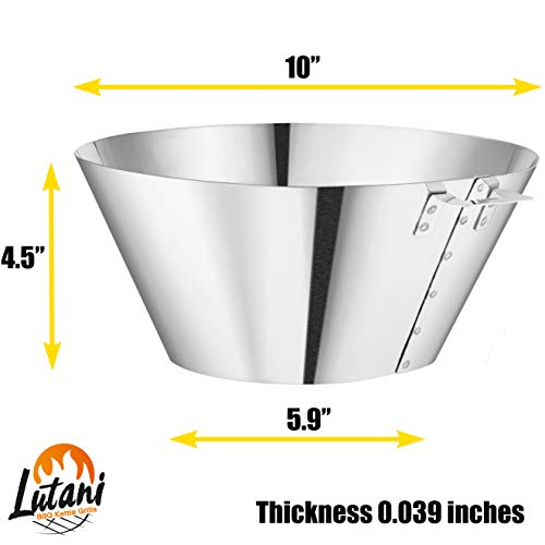 LUTANI 10 inch BBQ Whirlpool for Weber Kettle Grills 22 26.75 WSM - Stainless Steel Barbecue Kettle Grill Accessories - Medium Barbecue Charcoal Kettle Accessory (10" handle)