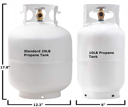 Flame King YSN10LB 11 lb Steel Propane Tank Cylinder with Type 1 Overflow Protection Device Valve, Great for Camping, Fire Pits, Heaters, Grills, Overlanding, White