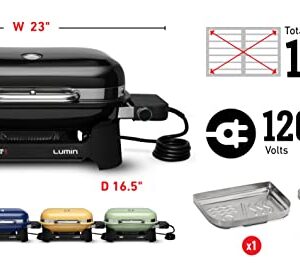 Weber Lumin Compact Outdoor Electric Barbecue Grill, Black - Great Small Spaces such as Patios, Balconies, and Decks, Portable and Convenient