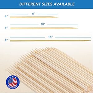 Reusable Natural Bamboo Skewers for BBQ, Kabob, Appetizer, Chocolate Fountain, Crafting, Party - 16 Inch Kebab BBQ Sticks & Skewer Wooden Skewers (100 PCS) - Thick Ideal for Grilling