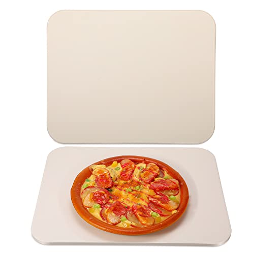 2 Pcs 15 x 12 Inch Pizza Stone, Rectangular Baking Stone, Heavy Duty Cordierite Bread Stone for Oven Grill, Thermal Shock Resistant, Pizza Grilling Stone for Making Crispy Pizza, Bread