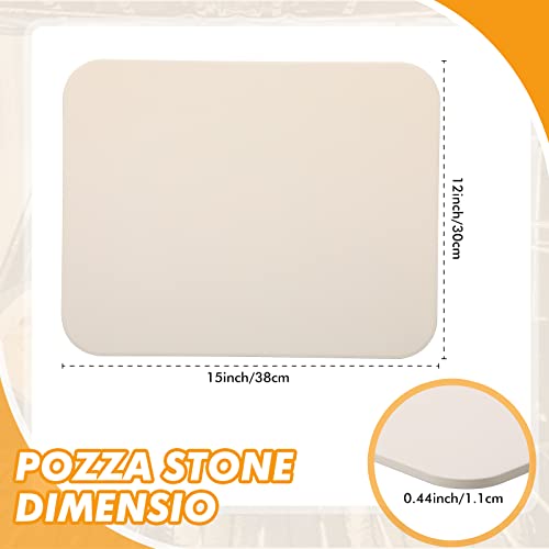 2 Pcs 15 x 12 Inch Pizza Stone, Rectangular Baking Stone, Heavy Duty Cordierite Bread Stone for Oven Grill, Thermal Shock Resistant, Pizza Grilling Stone for Making Crispy Pizza, Bread