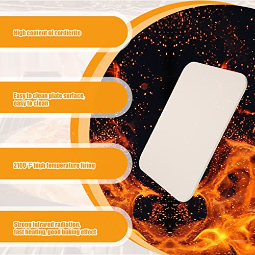 2 Pcs 15 x 12 Inch Pizza Stone, Rectangular Baking Stone, Heavy Duty Cordierite Bread Stone for Oven Grill, Thermal Shock Resistant, Pizza Grilling Stone for Making Crispy Pizza, Bread