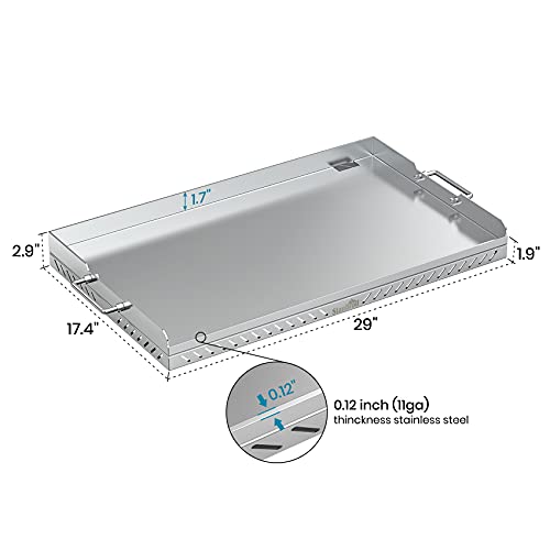 Stanbroil 28 inch Stainless Steel Flat Top Gas Grill Griddle Replacement for Blackstone 2-Burner Propane Fueled Grill Improved New Rear Grease Management System (Improved Version)