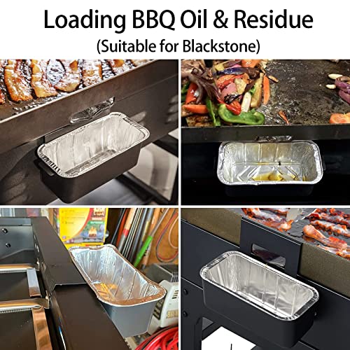 SuperMMarK 60 Packs Blackstone Griddle Accessories Rear Aluminum Grease Tray, Disposable Drip Pans, Grease Cup Liners Compatible Blackstone Griddles 28"/36"/30"/17" and 22"