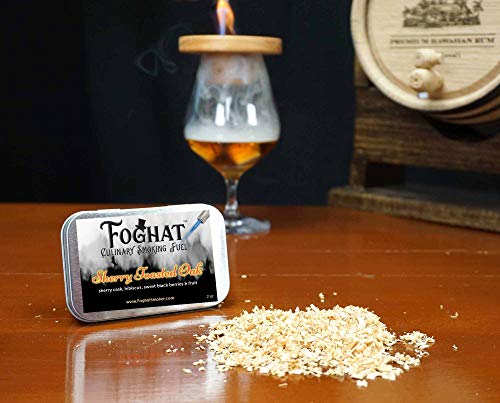 Foghat Culinary Smoking Fuel | Infuse Wine, Whiskey, Cheese, Meats, BBQ, Salt |Wood Smoking Chips for Portable Smoker, Smoking Gun, Glass Cloche or Foghat Cocktail Smoker (Sherry Toasted Oak Flavored)