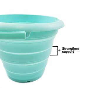 SAMMART Set of 2 - 5L (1.32Gallon) Collapsible Fishing Bucke - Foldable Round Tub - Portable Plastic Water Pail - Space Saving Outdoor Waterpot (2, Lake Green)