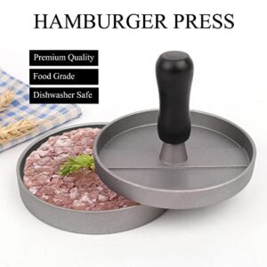 PDCTACST Burger Press Patty Maker Set - Non-Stick Hamburger Patty Maker Mold with 100 Sheets Free Wax Patty Paper for Beef Veggie Stuffed Pocket BBQ Barbecue Grill Griddle BPA Free - Aluminum Presser