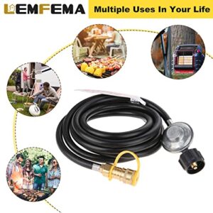 Lemfema 12FT Propane Hose Regulator - 3/8 inch Female Quick Connect Disconnect x QCC1 Propane Tank Connection Replacement for Mr. Heater Big Buddy Heater