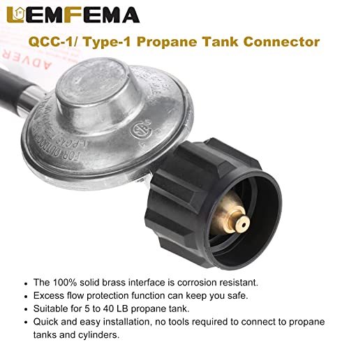 Lemfema 12FT Propane Hose Regulator - 3/8 inch Female Quick Connect Disconnect x QCC1 Propane Tank Connection Replacement for Mr. Heater Big Buddy Heater