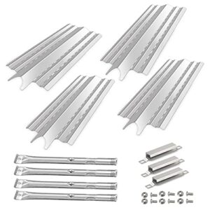 zemibi grill replacement parts for kenmore 415.23667310, char broil 463439915, 463322613 gas grill models, 14.75″ grill heat plates, burner tubes and adjustable crossover tube, 4 pack, stainless steel