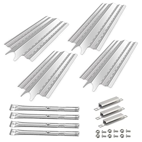 Zemibi Grill Replacement Parts for Kenmore 415.23667310, Char broil 463439915, 463322613 Gas Grill Models, 14.75" Grill Heat Plates, Burner Tubes and Adjustable Crossover Tube, 4 Pack, Stainless Steel