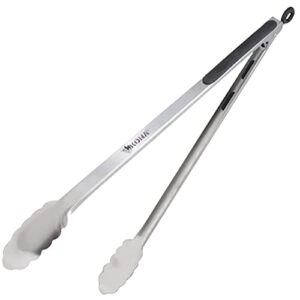 Kona Grill Tongs - Premium Tongs for Cooking, BBQ & Outdoor Grill - Stainless Steel Metal, Long, Heavy-Duty, and Ergonomic - Perfect for Grilling and Barbecue