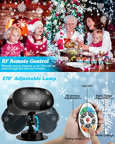 Christmas Projector Lights Outdoor Snowflake Projector Holiday Projection with Remote IP65 Waterproof for Themed Holiday Party