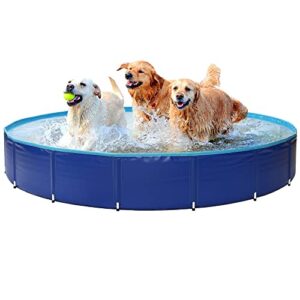 mink dog pools for large dogs 63“x12,durable puncture-resistant and kiddie pool hard plastic – the dog bathtub is constructed with super durable 3 layers laminated pvc for long lasting (xxl-63“x12)
