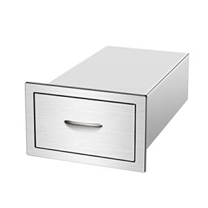 outdoor kitchen drawer 14w x8.5h x22.8d inch 304 stainless steel single layer bbq drawer with stainless steel handle,very suitable for outdoor kitchen or barbecue island(14w x 8.5h x 22.8d inch)