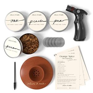 cocktail smoker kit with torch and wood chips | whiskey bourbon drink smoker kit with 4 unique wood chips and recipe cards