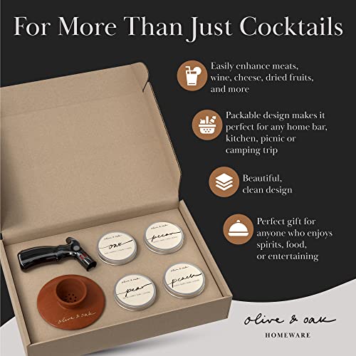 Cocktail Smoker Kit with Torch and Wood Chips | Whiskey Bourbon Drink Smoker Kit with 4 Unique Wood Chips and Recipe Cards