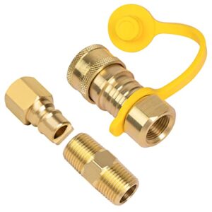 gaspro 3/8 inch natural gas quick connect fittings, natural and propane gas hose plug set, 100% solid brass