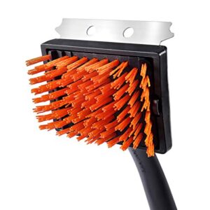 unicook grill brush for gas grill, heavy duty nylon bbq grill cleaning brush, removable head for easy cleaning and replacement, best alternative to dangerous wire brush, do not use on hot/warm surface