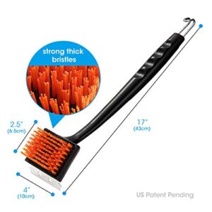 Unicook Grill Brush for Gas Grill, Heavy Duty Nylon BBQ Grill Cleaning Brush, Removable Head for Easy Cleaning and Replacement, Best Alternative to Dangerous Wire Brush, Do Not Use on Hot/Warm Surface