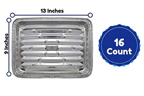 HomeyGear Disposable Aluminum Foil Grill Tray Liner Pans for Broiling, Baking Cooking and Grilling 9 X 13 Inches Pack of 16