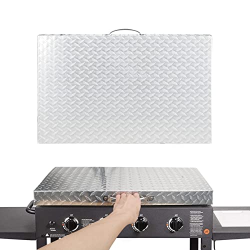 Blackstone Griddle Accessories 28 inch Blackstone Griddle Cover, ProFire 28” Griddle Grill Lid Hard Cover Waterproof Aluminum with Stainless Steel Handle Diamond Plate Front or Rear Grease Griddle