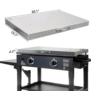 Blackstone Griddle Accessories 28 inch Blackstone Griddle Cover, ProFire 28” Griddle Grill Lid Hard Cover Waterproof Aluminum with Stainless Steel Handle Diamond Plate Front or Rear Grease Griddle