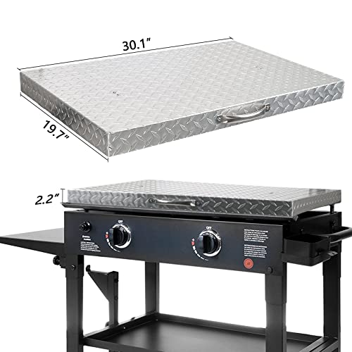 Blackstone Griddle Accessories 28 inch Blackstone Griddle Cover, ProFire 28” Griddle Grill Lid Hard Cover Waterproof Aluminum with Stainless Steel Handle Diamond Plate Front or Rear Grease Griddle