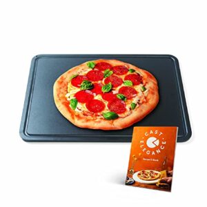 cast elegance premium steel pizza stone and griddle for grill and oven, 17.5 x 13.5 inch, rectangular