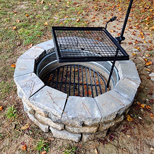 TITAN GREAT OUTDOORS Round 28.5in Fire Pit Grate, Heavy Duty 1/2in Steel Elevated Log Wood Pit Grate, Burning Fireplace and Firepits