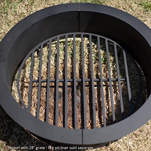 TITAN GREAT OUTDOORS Round 28.5in Fire Pit Grate, Heavy Duty 1/2in Steel Elevated Log Wood Pit Grate, Burning Fireplace and Firepits