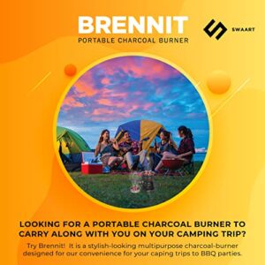 Brennit Multipurpose Charcoal Burner- for BBQ, Hookah Parties, Camping & Outdoor Activities- Smart Heat Control & Heat Retention- Porcelain Coating- Durable Body