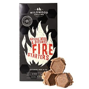 Wildwood Grilling Fire Starters - Sustainably Made in The USA with Natural Wood and Beeswax