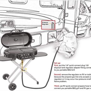 MCAMPAS 1lb Propane Disposal Adapter Fitting with 1/4" Quick Connect Disconnect Adapter for Convert Portable BBQ Grill, Bubby Heater, Weber Traveler Portable Gas Grill to Hook Up RV Trailer