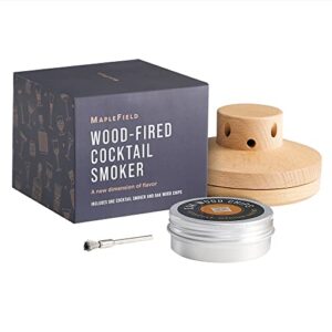 Wood-Fired Cocktail Smoker - Bring a New Dimension of Flavor to Your Cocktails - Small, Compact Design, Great for Bar Carts - Oak Chips Included