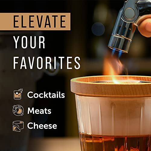 Wood-Fired Cocktail Smoker - Bring a New Dimension of Flavor to Your Cocktails - Small, Compact Design, Great for Bar Carts - Oak Chips Included