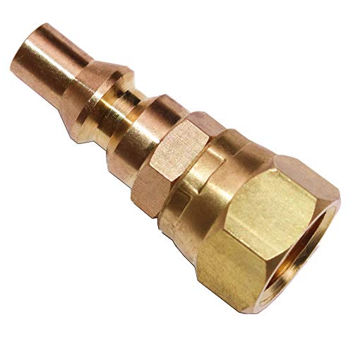 DOZYANT 1/4'' RV Propane Quick Connect Fittings for Connecting Low Pressure Gas Appliance Heater Grill Fire Pit and RV Quick Connect, 1/4" Quick Key Connect Plug x 3/8" Female Flare