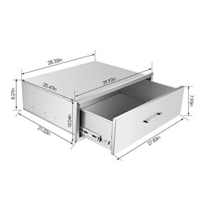 ENJOETY Stainless Steel Outdoor Kitchen Drawer, Single Huge Drawer, Perfect for BBQ Outdoor Kitchen W30 X D20 X H10