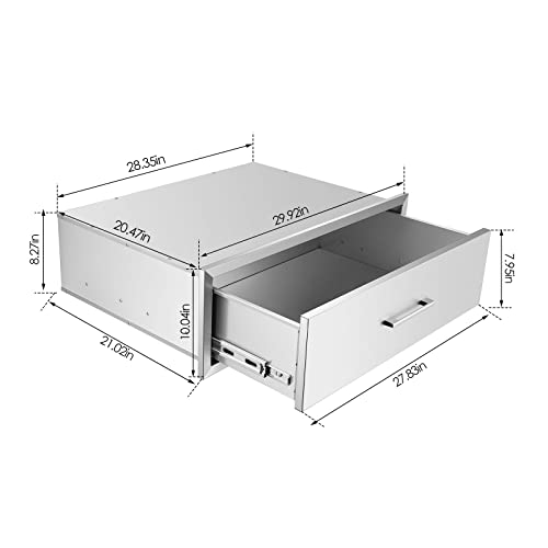 ENJOETY Stainless Steel Outdoor Kitchen Drawer, Single Huge Drawer, Perfect for BBQ Outdoor Kitchen W30 X D20 X H10