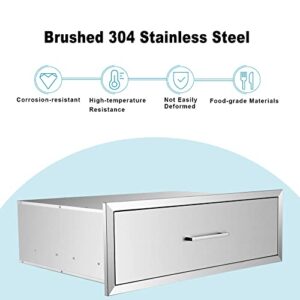 ENJOETY Stainless Steel Outdoor Kitchen Drawer, Single Huge Drawer, Perfect for BBQ Outdoor Kitchen W30 X D20 X H10